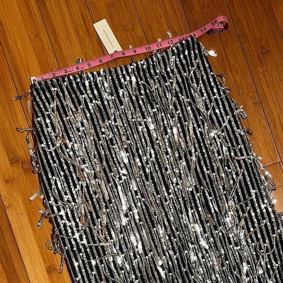 NWT Anthropologie Maeve Sequened Fringe Midi Silver Sequin Skirt Size 2 - Picture 12 of 16